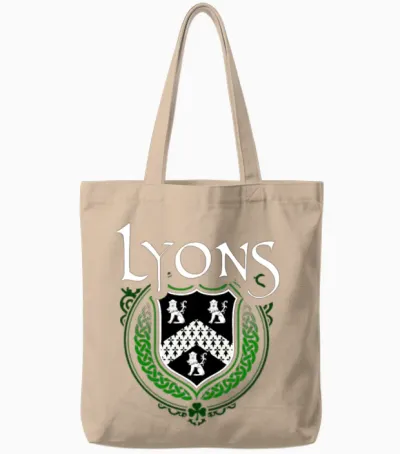 Lyons Family Irish Coat of Arms Clan Crest Tote Bags - Natural