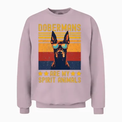 Doberman with Sunglasses Retro Unisex Sweatshirt - Light Pink