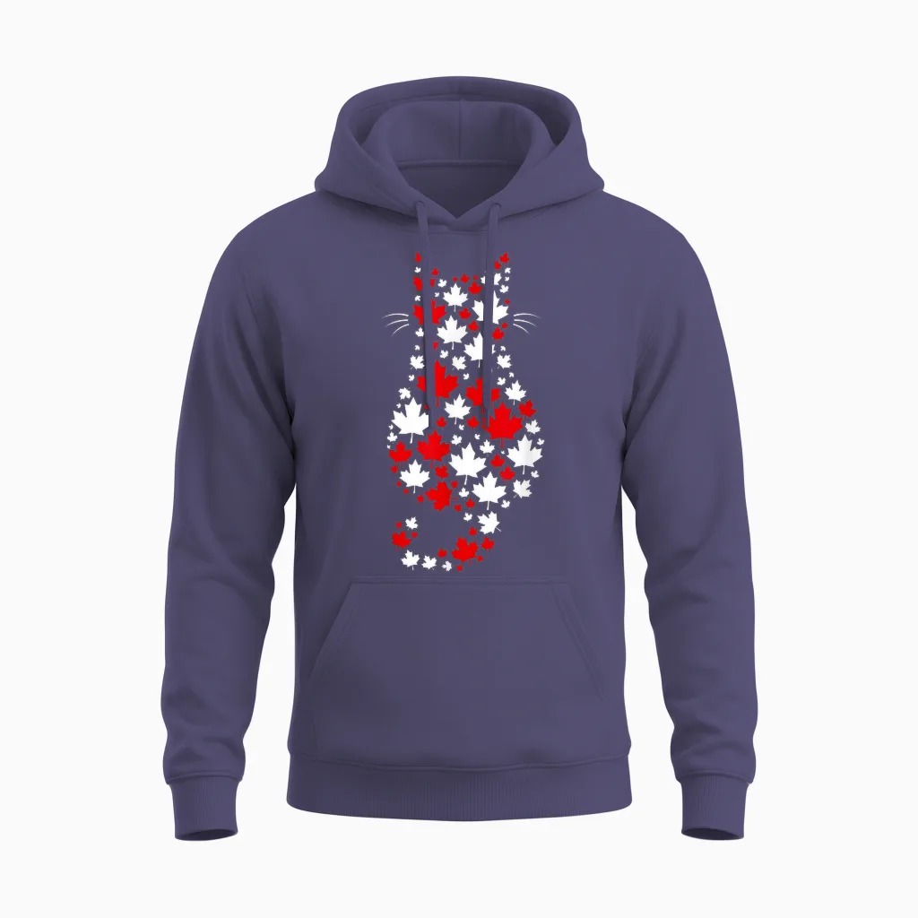 Chat Fête Du Canada Drapeau Canadien Drôle Canada Unisex Hoodie in Heather Sport Dark Navy