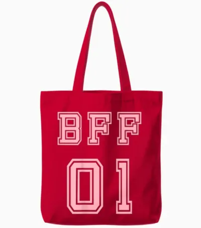 Bff 01 Bff for 2 Best Friends Matching Best Friends T-Shirt, Black, S Tote Bags - Red
