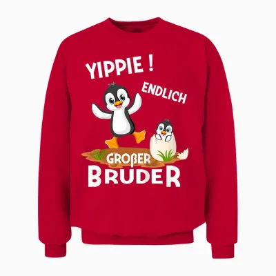 Kinder Endlich Großer Bruder Sohn Geschwister Pinguin Unisex Sweatshirt - Red