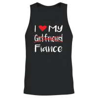 I Heart My Fiance Funny Lover Valentine's Day Gift Unisex Tank Top - Black – 2