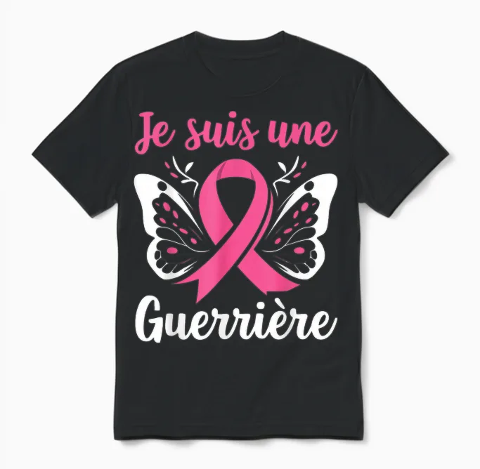 I Am a Warrior October Pink Breast Cancer Support Unisex T-Shirt in Black