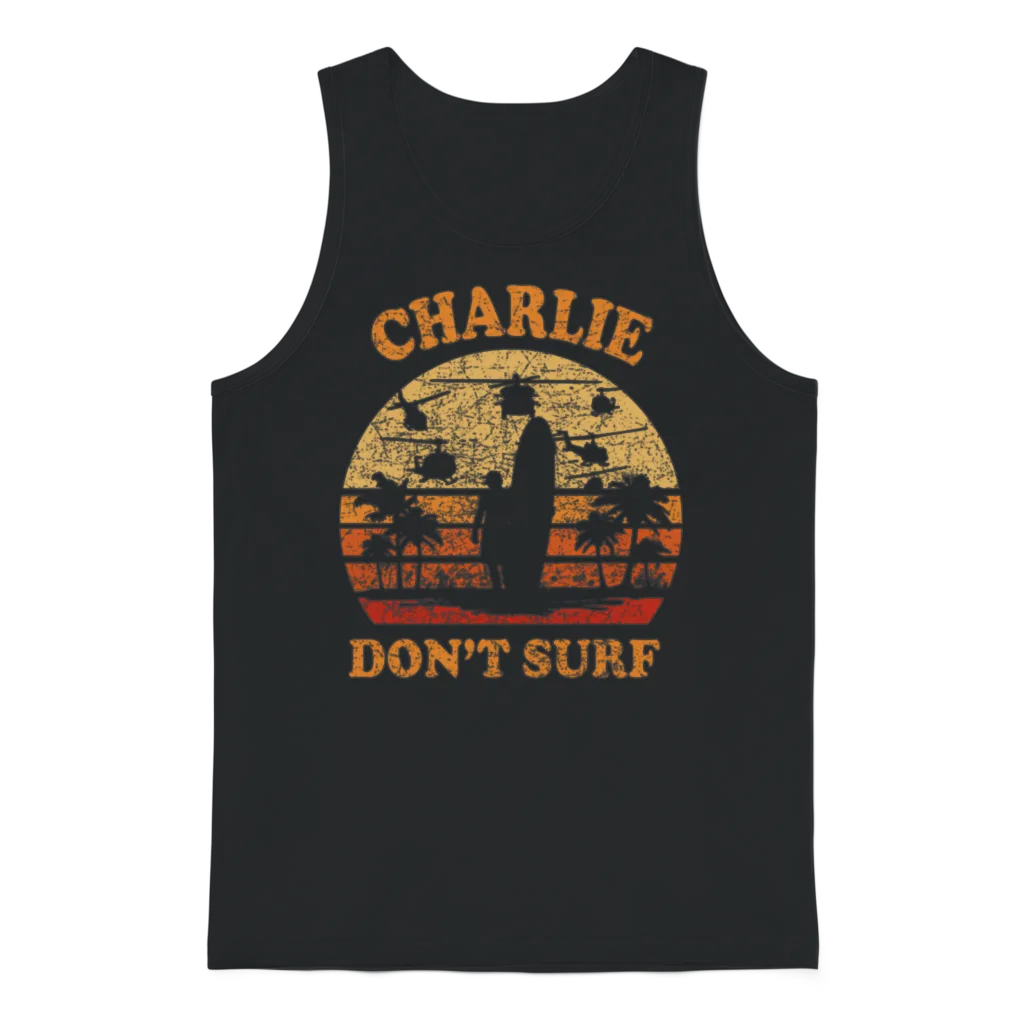 Charlie Does Not Surf in the Military Vietnam War Unisex Tank Top - Black