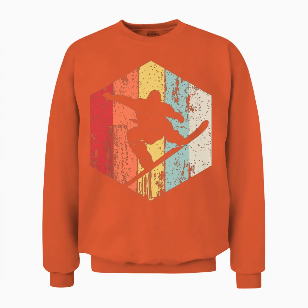 Snowboarding Retro Style Snowboarder Unisex Sweatshirt - Orange
