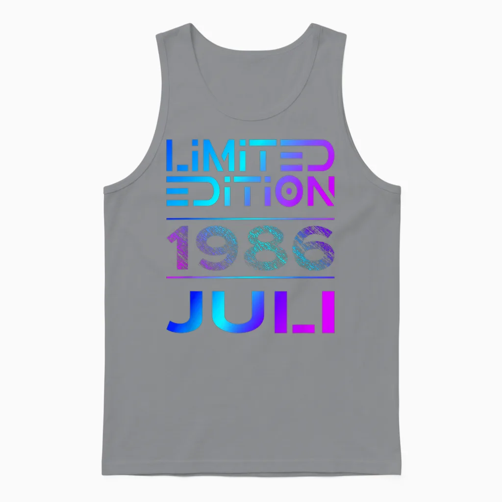 Limited Edition Juli 1986 Mann Frau 40. Geburtstag Unisex Tank Top in Sport Grey