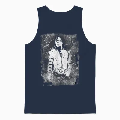 80s Pop Superstar World Tour 1988 Black & White Splatter Unisex Tank Top - Navy