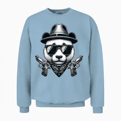 Ours Panda Gangsta Unisex Sweatshirt - Light Blue