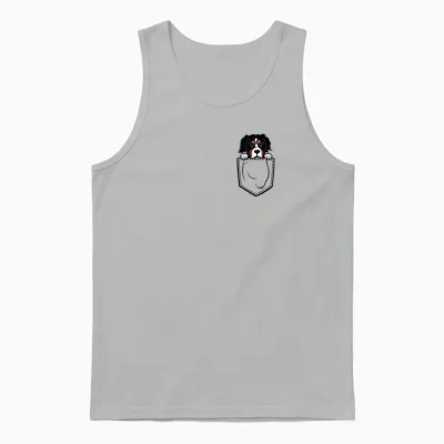 Fake Pocket - Berner Sennen Hund Welpe Unisex Tank Top - Ash