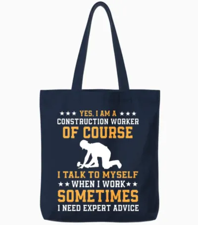 Funny Construction Worker Saying Gift Tote Bags - Navy