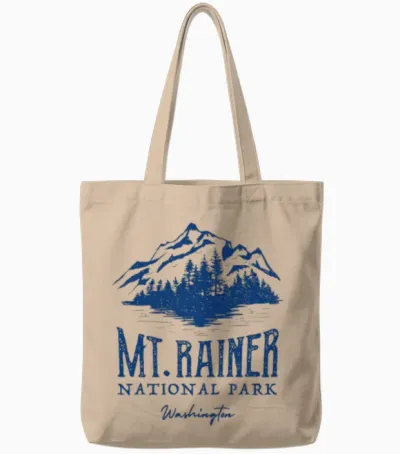 Outdoors Mount Rainier National Park Hiking Tote Bags - Natural