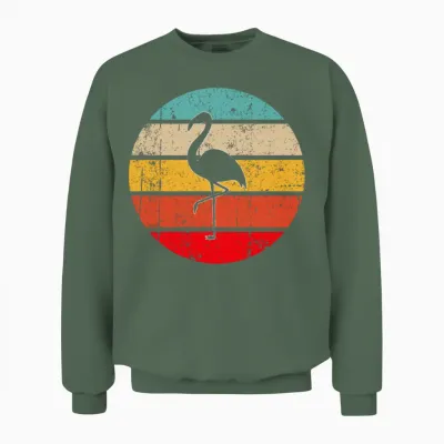 Flamingo Retro Unisex Sweatshirt - Military Green