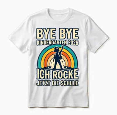 Kinder Bye Bye Kindergarten 2026 Einschulung Unisex T-Shirt - White