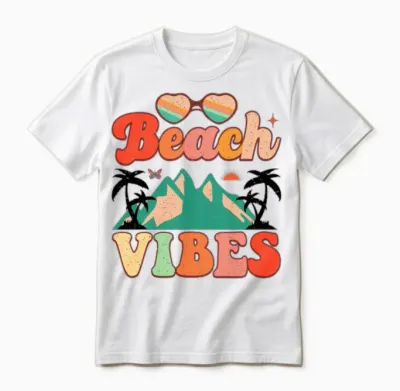 Retro Groovy Beach Vibes Unisex T-Shirt - White