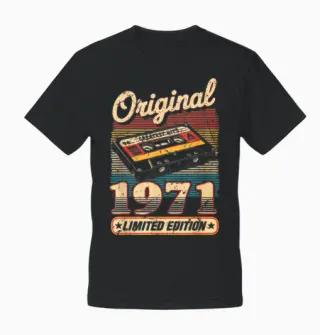 Original 1971 Vintage Birthday 54 Years for Men Women Unisex T-Shirt in Black - 2