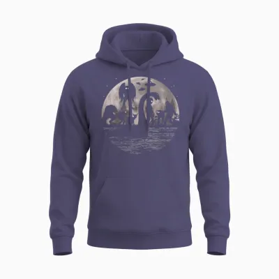 Bigfoot Loch Ness Monster Mothman and Aliens! Funny Cryptid Unisex Hoodie - Heather Sport Dark Navy