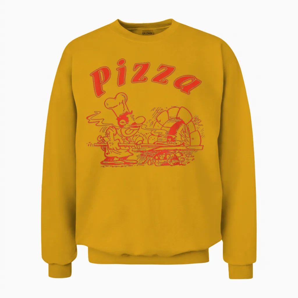 Pizza Logo Retro Italy as on the Box Unisex Sweatshirt in Gold