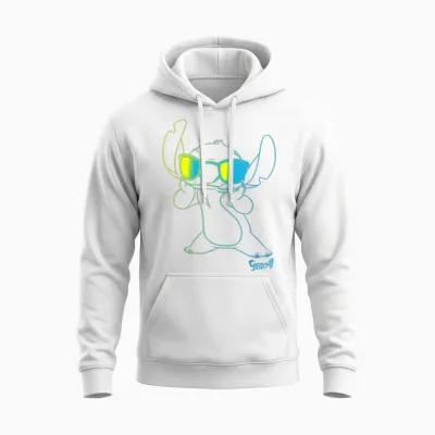 Disney Lilo & Stitch Cool Stitch Neon Outline Chest Portrait Unisex Hoodie - White