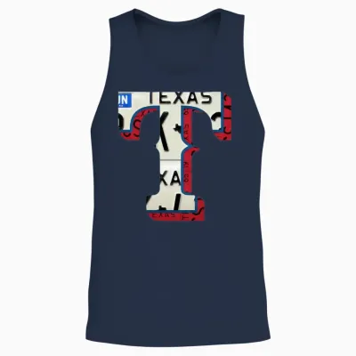 Texas Rangers License Plate Art Unisex Tank Top - Navy