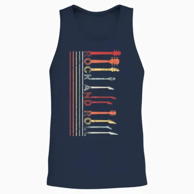 Classic Rock and Roll Vintage T Shirt Concert Band Unisex Tank Top - Navy