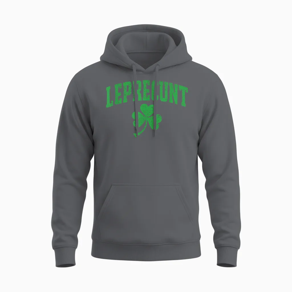 Leprecunt St Patricks Day Women's Leprecunt Irish Shamrock Unisex Hoodie in Charcoal