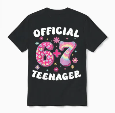 Official 6 Plus 7 Teenager 13 Geburtstag 67 Meme Unisex T-Shirt - Black