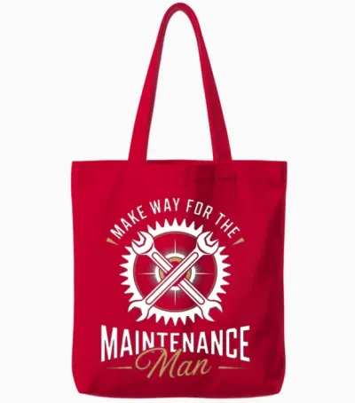 Maintenance Man Funny Technician Tote Bags - Red