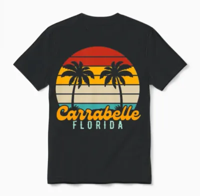 Carrabelle Florida Retro Sunset Unisex T-Shirt - Black