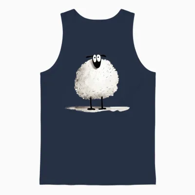 Funny Sheep Unisex Tank Top - Navy