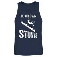I Do My Own Stunts | Cool Clumsy Stuntman Joke Unisex Tank Top - Navy – 2