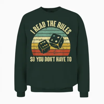 Game Night Adults Funny Board Games I Read the Rules T-Shirt Small Unisex Sweatshirt - Forest