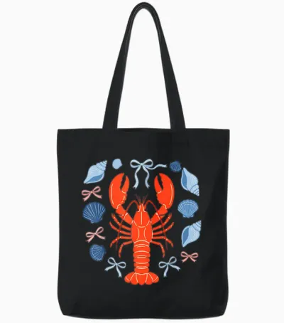 Noeud Coquette Homard Coquillage Tote Bags - Black