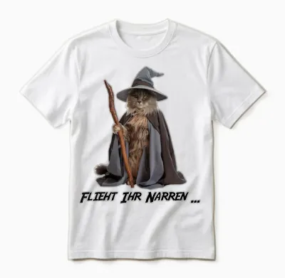 Lustiges Katzen Zauberer Outfit, Catdalf Unisex T-Shirt - White