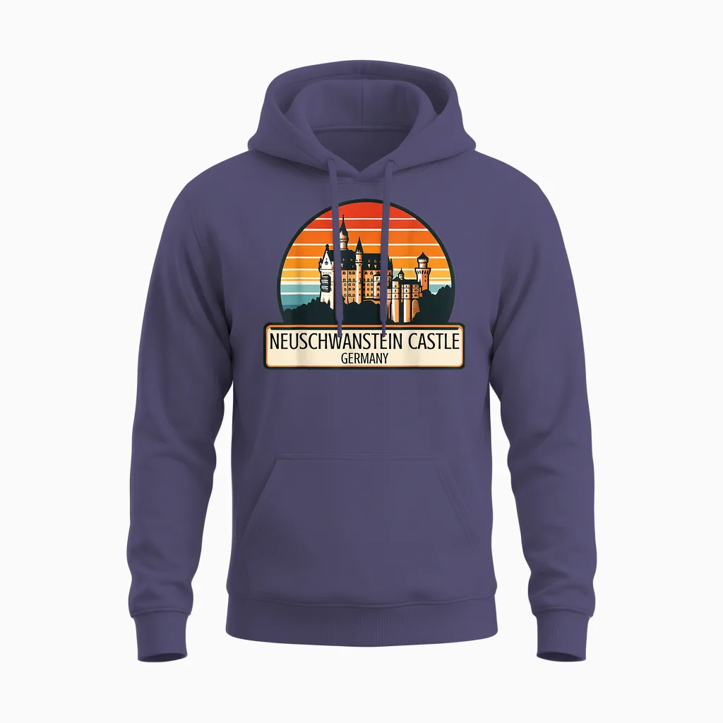 Neuschwanstein Castle Bavière Allemagne Souvenir Souvenir Unisex Hoodie in Heather Sport Dark Navy