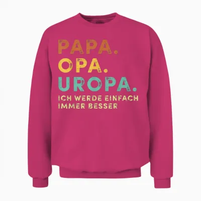 Men's T-Shirt with German Text "dad Grandpa Uropa" Retro Fur Father's Day Bester Papa Aller Zimen, Black, S Unisex Sweatshirt - Heliconia