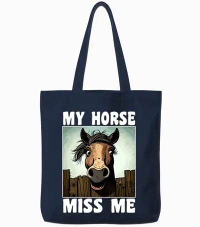 Funny Horse Saying Tote Bags - Navy