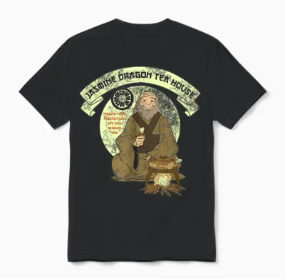Avatar: the Last Airbender Iroh Jasmine Dragon Tea House T-Shirt Small Unisex T-Shirt - Black