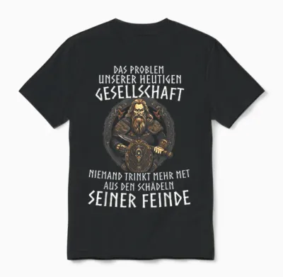 Wikinger Viking Wolf Nordische Mythologie Runen Normanne Unisex T-Shirt - Black