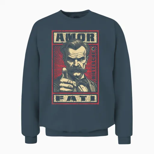 Amor Fati Nietzsche Philosophy Humorous Propaganda Destiny Quote Unisex Sweatshirt - Dark Heather