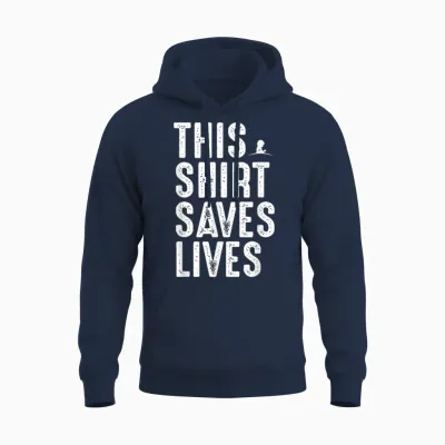 This Design Saves Lives Motivation Saying Unisex Hoodie - Navy