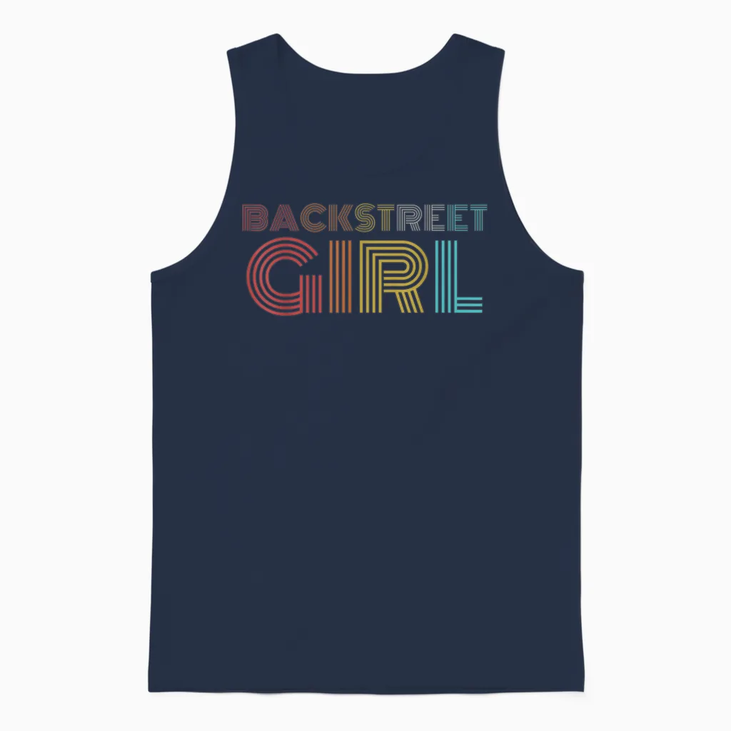 Backstreet Girl Retro Look T-Shirt, Black Unisex Tank Top in Navy