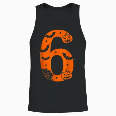 Number 6 Funny Six Seven Meme Halloween Unisex Tank Top - Black