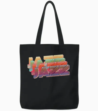 Jazz Retro Tote Bags - Black
