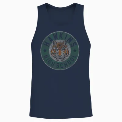 Stranger Things 4 Hawkins High School Tiger Circle Unisex Tank Top - Navy
