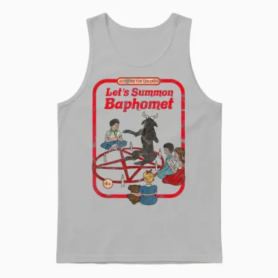Let's Summon Baphomet Vintage Childgame Horror Goth Punk T-Shirt, Black Unisex Tank Top - Ash