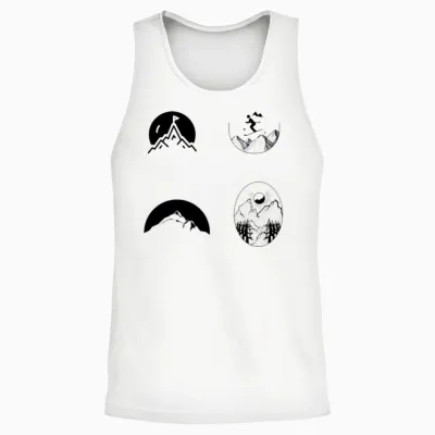 Ski and Hiking Mountain Sketch Unisex Tank Top - White