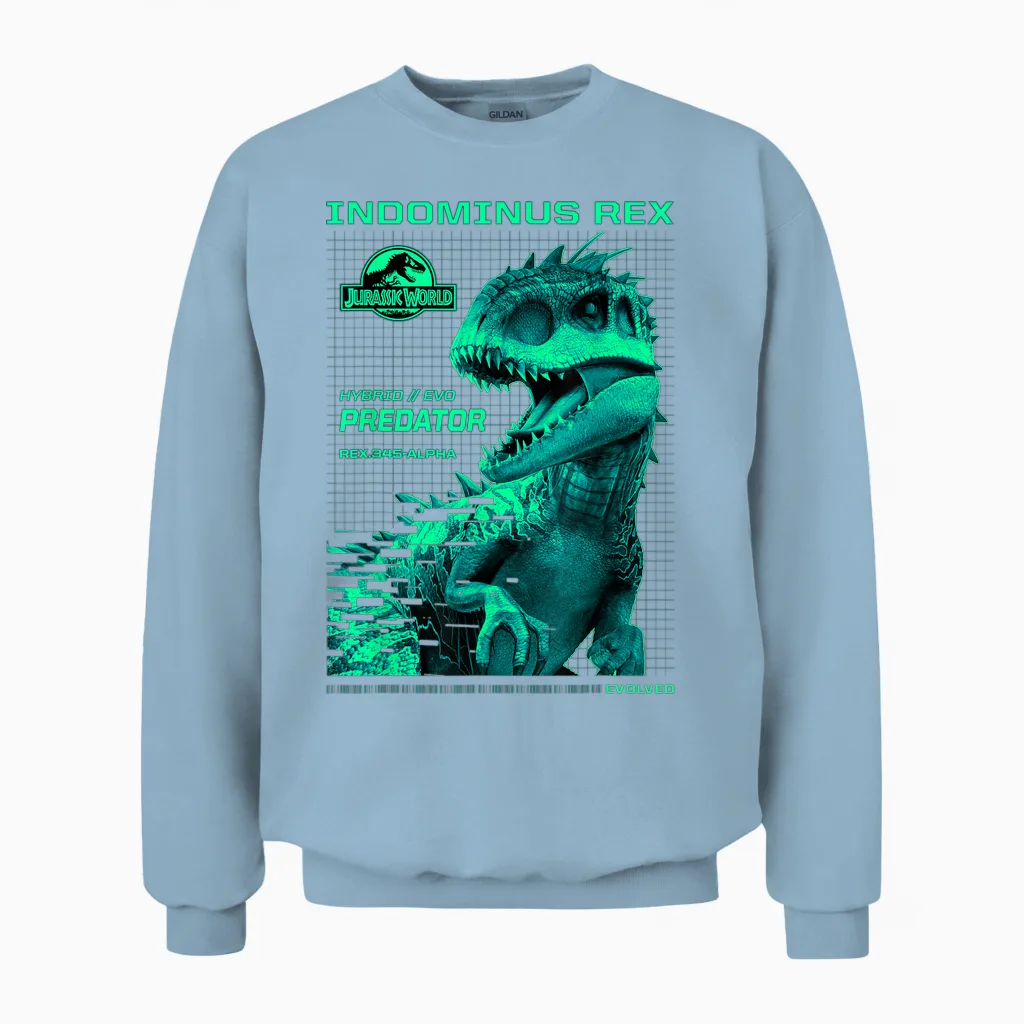 Jurassic World Indominus Rex Hybrid Predator T-Shirt Small Unisex Sweatshirt in Light Blue