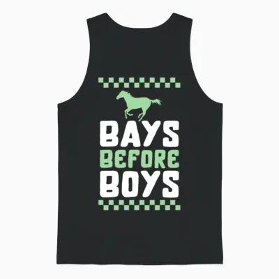 Horse Shirt, Bays Before Boys Horses Tee, Girl Unisex Tank Top - Black