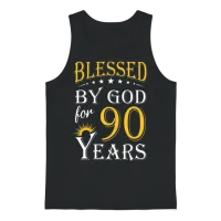 Vintage by God for 90 Years Happy 90th Birthday Unisex Tank Top - Black – 1