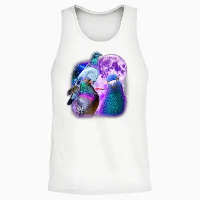 Drei Tauben Lustige Tauben Mond Meme Witz Ironisch Sarkastisch Unisex Tank Top - White